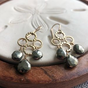 14k gold filled pyrite dangle earrings